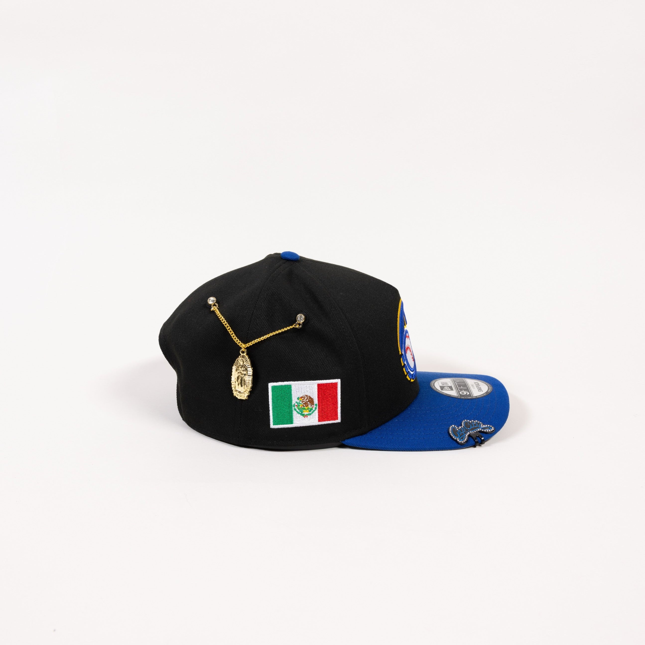 NEW ERA EXCLUSIVE 9FIFTY A-FRAME BLACK/BLUE CHARROS DE JALISCO SNAPBACK W/ MEXICO FLAG SIDE PATCH