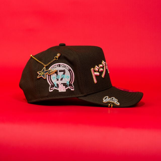 NEW ERA EXCLUSIVE 9FIFTY A-FRAME BROWN LOS ANGELES DODGERS JAPANESE SCRIPT W/ "SHOHEI OHTANI" SIDE PATCH