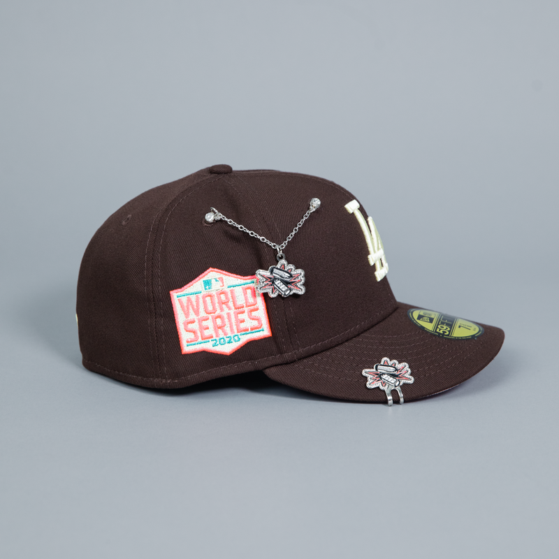 NEW ERA EXCLUSIVE 59FIFTY DARK BROWN LOS ANGELES DODGERS W/ 2020 WORLD SERIES SIDE PATCH