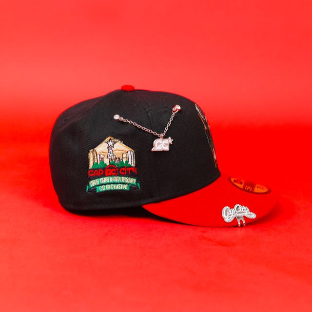 NEW ERA EXCLUSIVE 59FIFTY BLACK/ RED SAN JUDAS W/ "CAP CITY 15TH ANNIVERSARY" SIDE PATCH