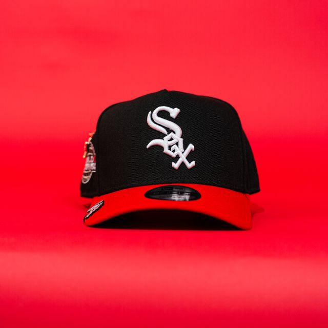 NEW ERA EXCLUSIVE 9FIFTY A-FRAME BLACK/ RED CHICAGO WHITE SOX SNAPBACK W/ 2005 WORLD SERIES SIDE PATCH