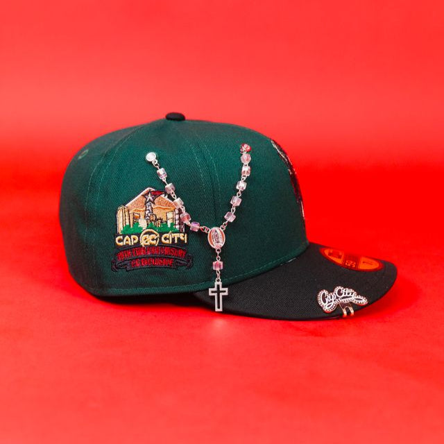 NEW ERA EXCLUSIVE 59FIFTY FOREST GREEN/ BLACK SAN JUDAS W/ "CAP CITY 15TH ANNIVERSARY" SIDE PATCH