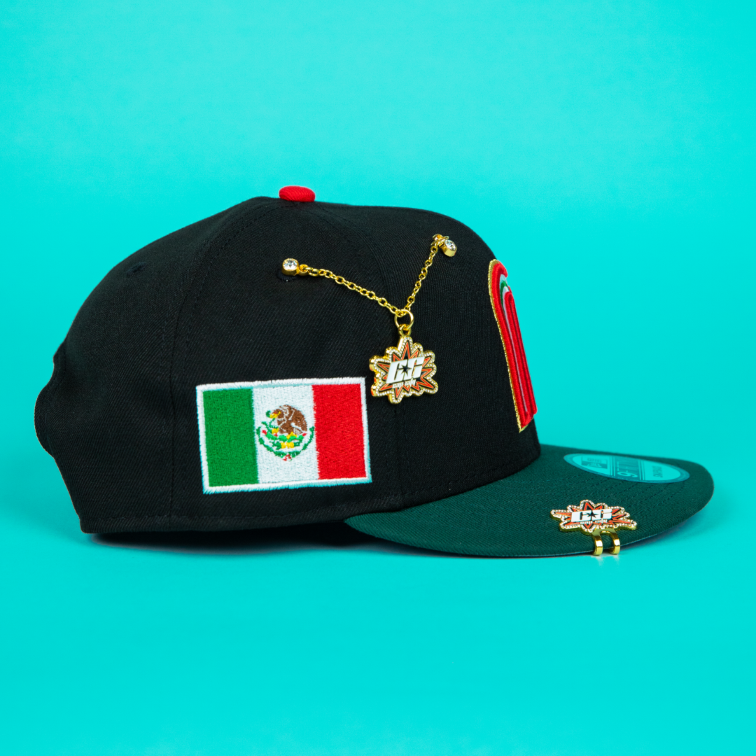 NEW ERA 9FIFTY BLACK/ FOREST GREEN MEXICO WBC SNAPBACK W/ MEXICO FLAG SIDE PATCH