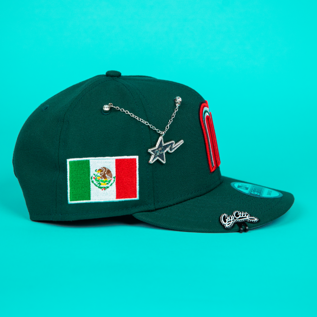 NEW ERA 9FIFTY FOREST GREEN MEXICO WBC SNAPBACK W/ MEXICO FLAG SIDE PATCH