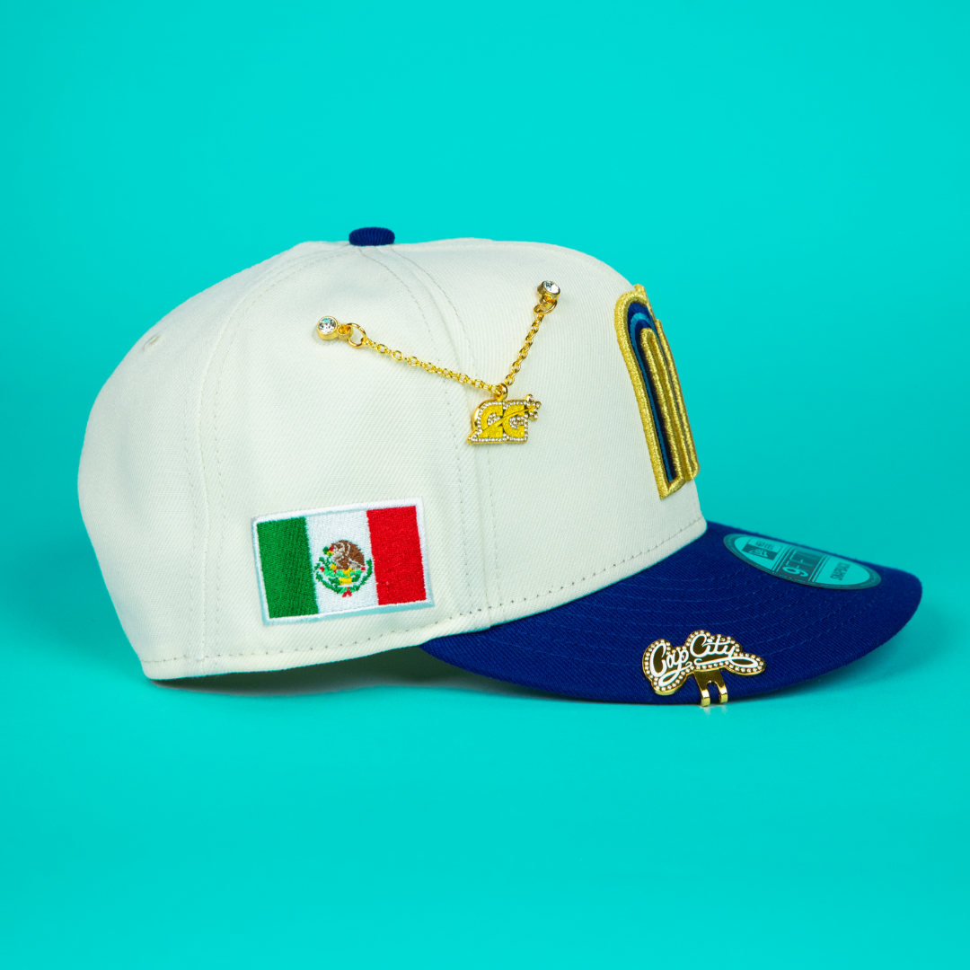 NEW ERA 9FIFTY CHROME/ BLUE MEXICO WBC SNAPBACK W/ MEXICO FLAG SIDE PATCH