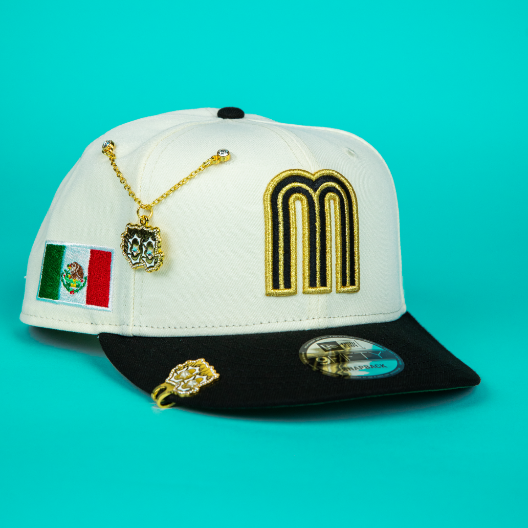 NEW ERA 9FIFTY CHROME/ BLACK MEXICO WBC SNAPBACK W/ MEXICO FLAG SIDE PATCH