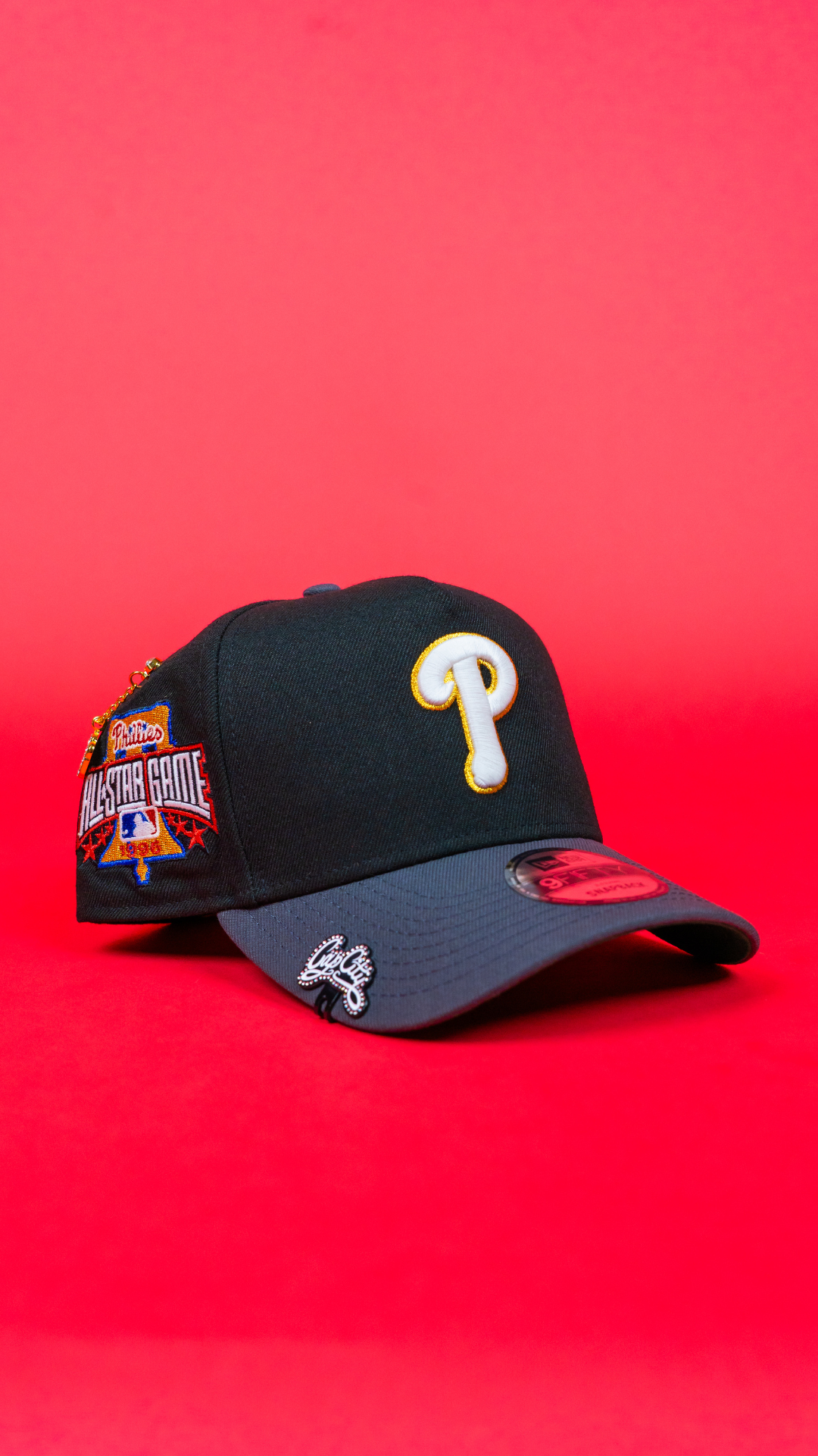 NEW ERA 9FIFTY A-FRAME BLACK/ GREY PHILADELPHIA PHILLIES SNAPBACK W/ 1996 ALL STAR GAME SIDE PATCH
