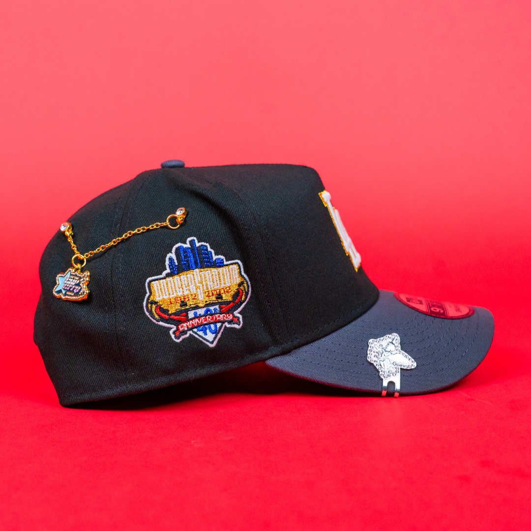 NEW ERA 9FIFTY A-FRAME BLACK/ GREY LOS ANGELES DODGERS SNAPBACK W/ 40TH ANNIVERSARY SIDE PATCH
