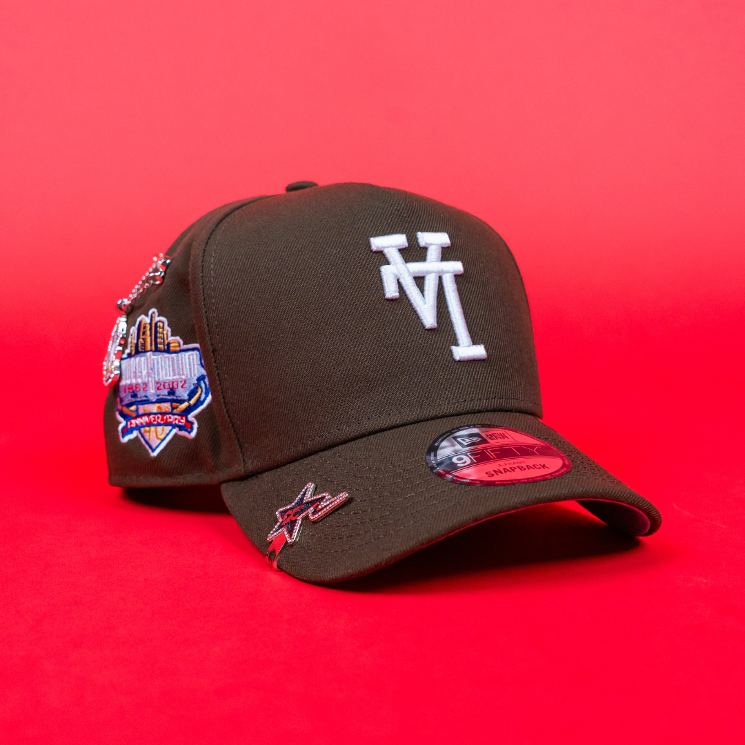 NEW ERA 9FIFTY A-FRAME BROWN UPSIDE DOWN LOS ANGELES DODGERS SNAPBACK W/ 40TH ANNIVERSARY SIDE PATCH