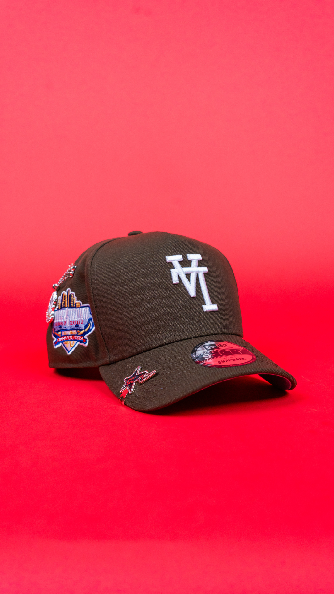 NEW ERA 9FIFTY A-FRAME BROWN UPSIDE DOWN LOS ANGELES DODGERS SNAPBACK W/ 40TH ANNIVERSARY SIDE PATCH
