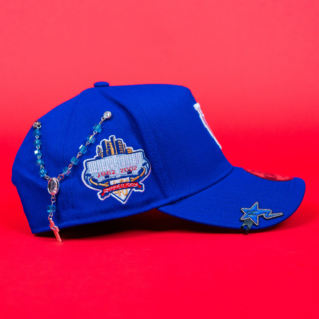 NEW ERA 9FIFTY A-FRAME BLUE UPSIDE DOWN LOS ANGELES DODGERS SNAPBACK W/ 40TH ANNIVERSARY SIDE PATCH