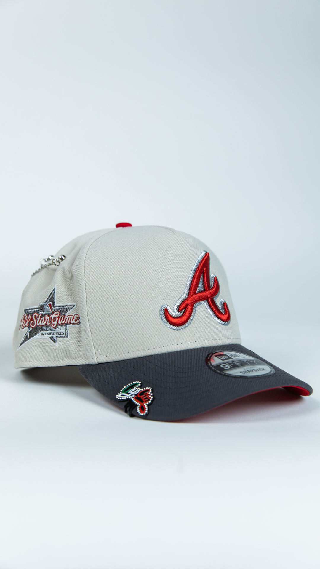 NEW ERA 9FIFTY A-FRAME SMOKE GREY ATLANTA BRAVES SNAPBACK W/ ALL STAR GAME SIDE PATCH