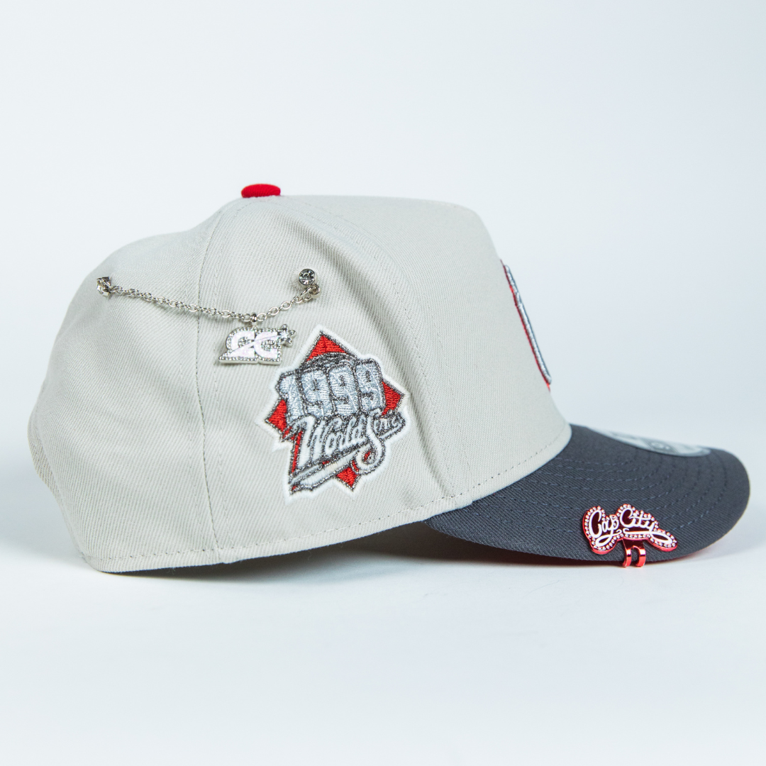 NEW ERA 9FIFTY A-FRAME SMOKE GREY NEW YORK YANKEES SNAPBACK W/ 1999 WORLD SERIES WORLD SERIES SIDE PATCH