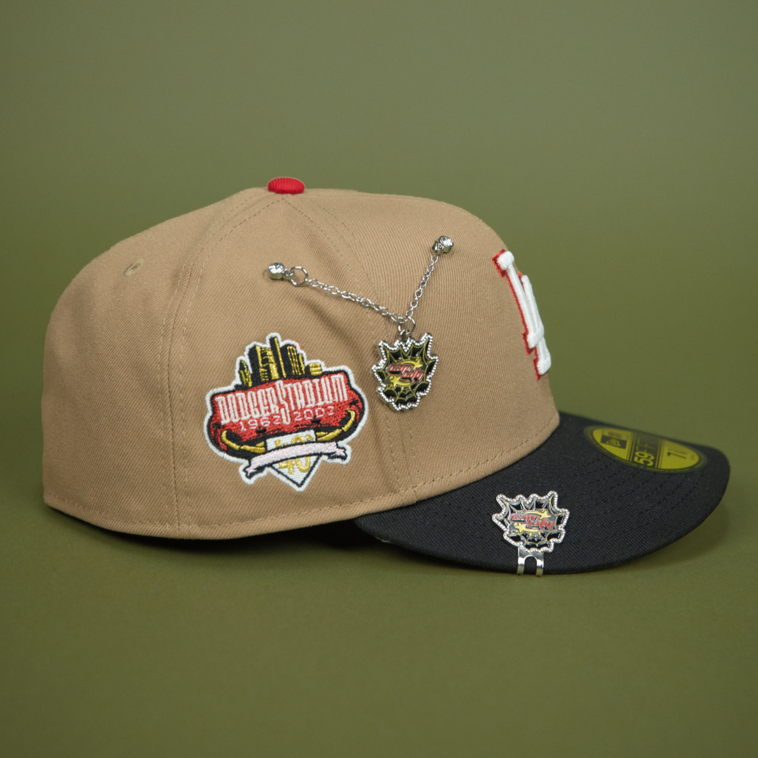 NEW ERA EXCLUSIVE 59FIFTY CAMEL BROWN LOS ANGELES DODGERS W/ 40TH ANNIVERSARY SIDE PATCH