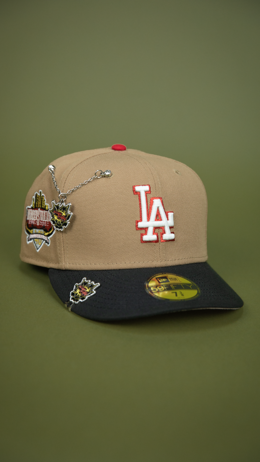 NEW ERA EXCLUSIVE 59FIFTY CAMEL BROWN LOS ANGELES DODGERS W/ 40TH ANNIVERSARY SIDE PATCH