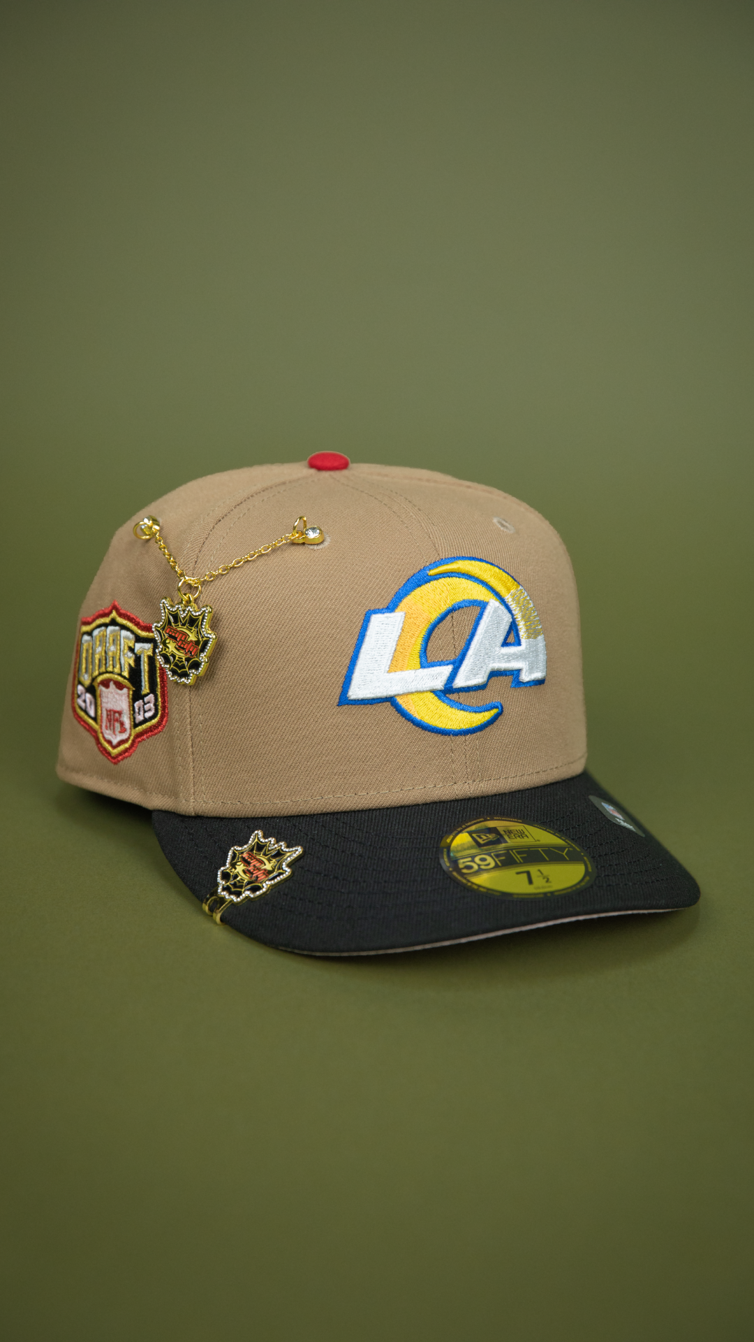 NEW ERA EXCLUSIVE 59FIFTY CAMEL BROWN LOS ANGELES RAMS W/ 2003 DRAFT SIDE PATCH