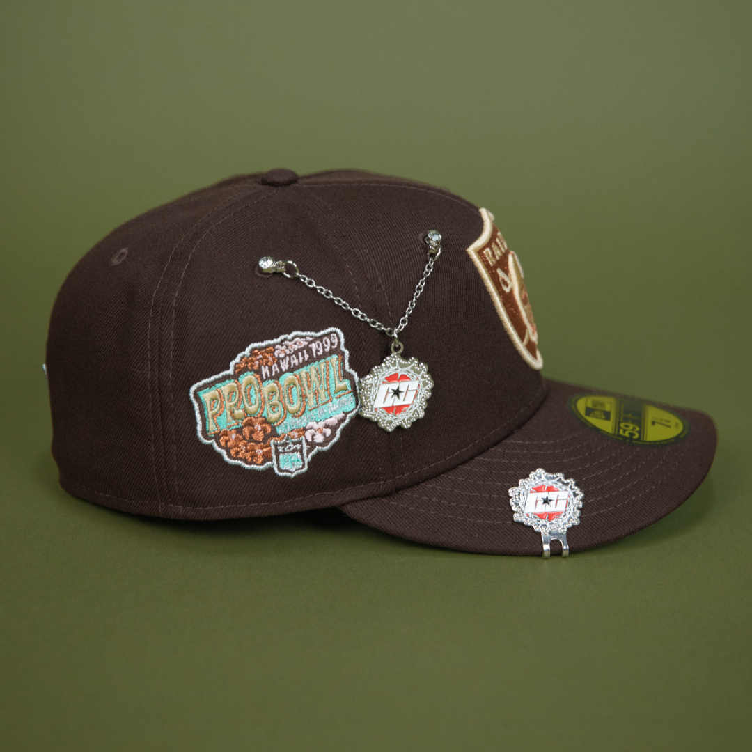NEW ERA EXCLUSIVE 59FIFTY DARK BROWN LAS VEGAS RAIDERS W/ PRO BOWL SIDE PATCH