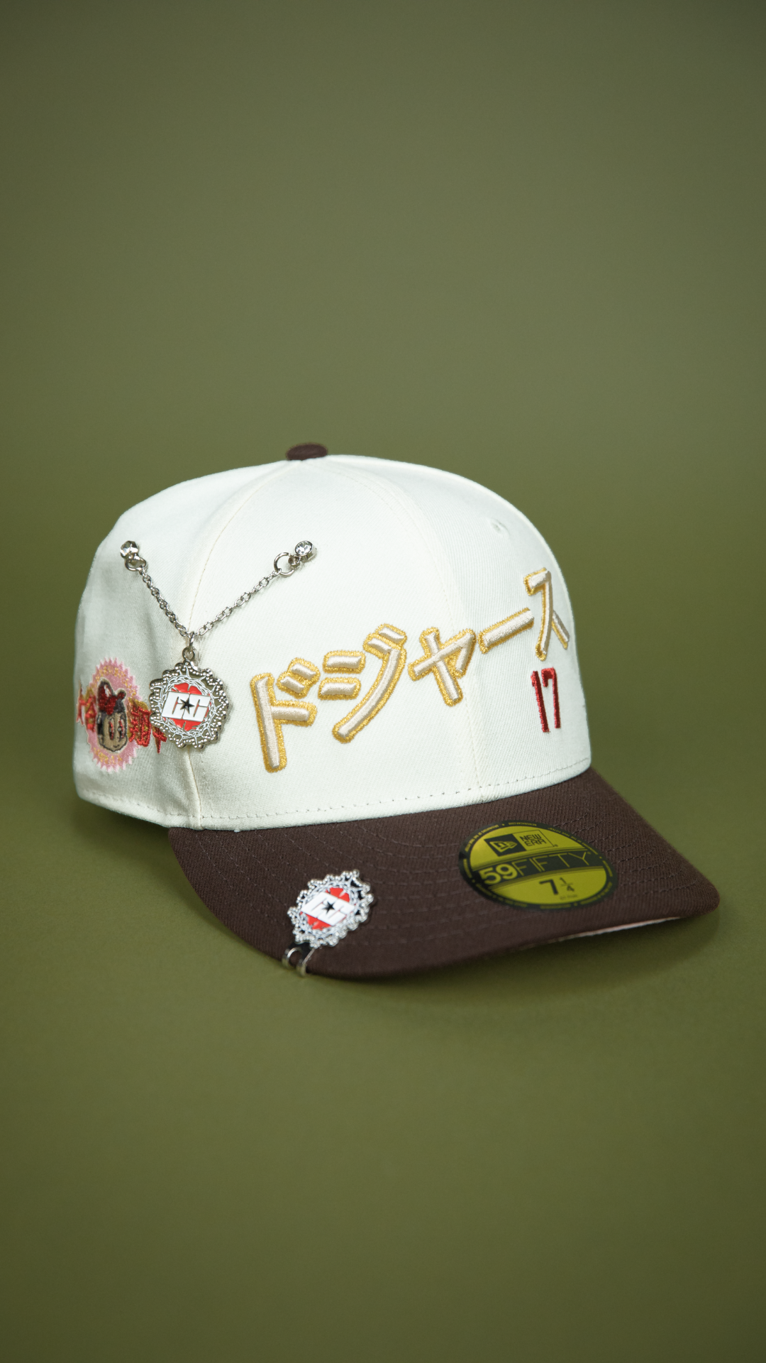 NEW ERA EXCLUSIVE 59FIFTY CHROME/ BROWN LOS ANGELES DODGERS JAPANESE SCRIPT W/ "SHOHEI OHTANI" SIDE PATCH