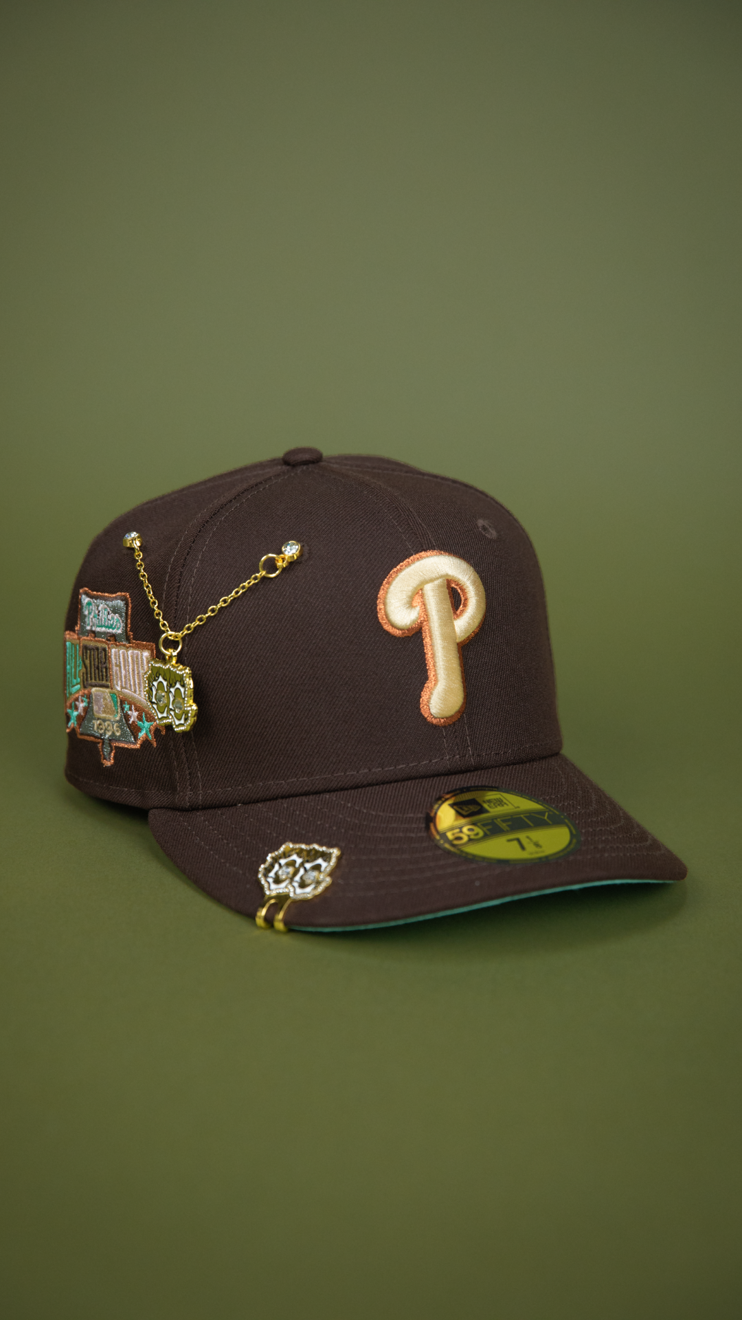 NEW ERA EXCLUSIVE 59FIFTY DARK BROWN PHILADELPHIA PHILLIES W/ 1996 ALL STAR GAME SIDE PATCH