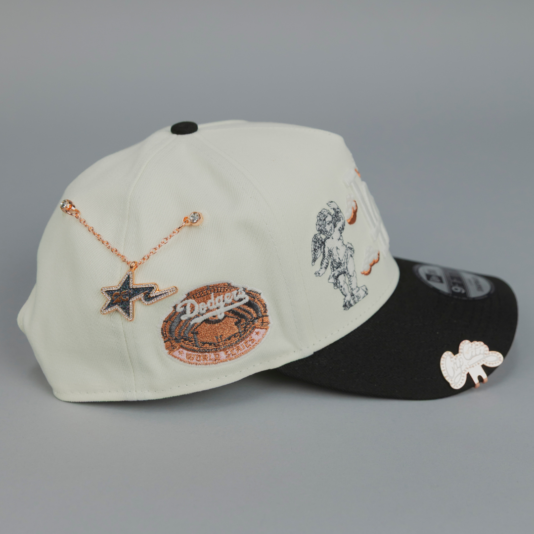 NEW ERA EXCLUSIVE 9FIFTY A-FRAME CHROME/ BLACK LOS ANGELES DODGERS "HEAVENLY CITY" W/ WORLD SERIES SIDE PATCH *FREE BLIP INCLUDED