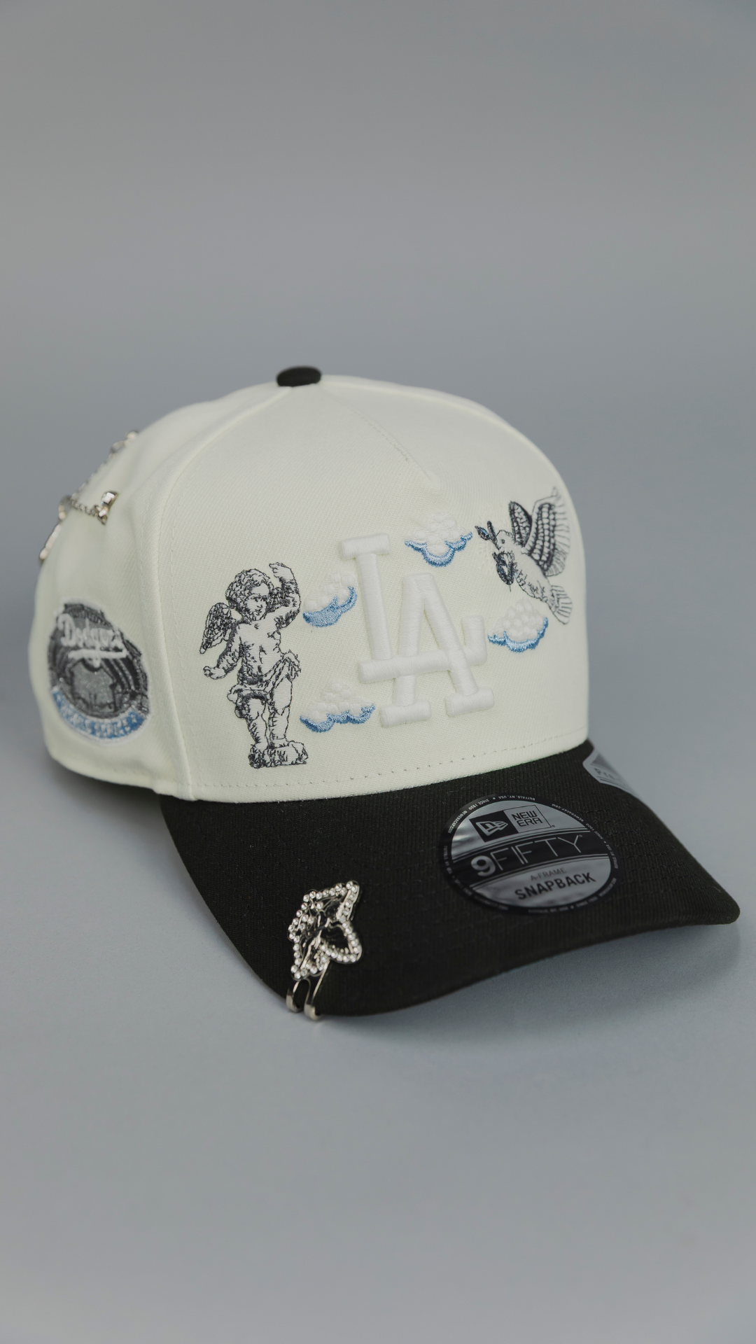 NEW ERA EXCLUSIVE 9FIFTY A-FRAME CHROME/ BLACK LOS ANGELES DODGERS "HEAVENLY CITY" W/ WORLD SERIES SIDE PATCH *FREE BLIP INCLUDED