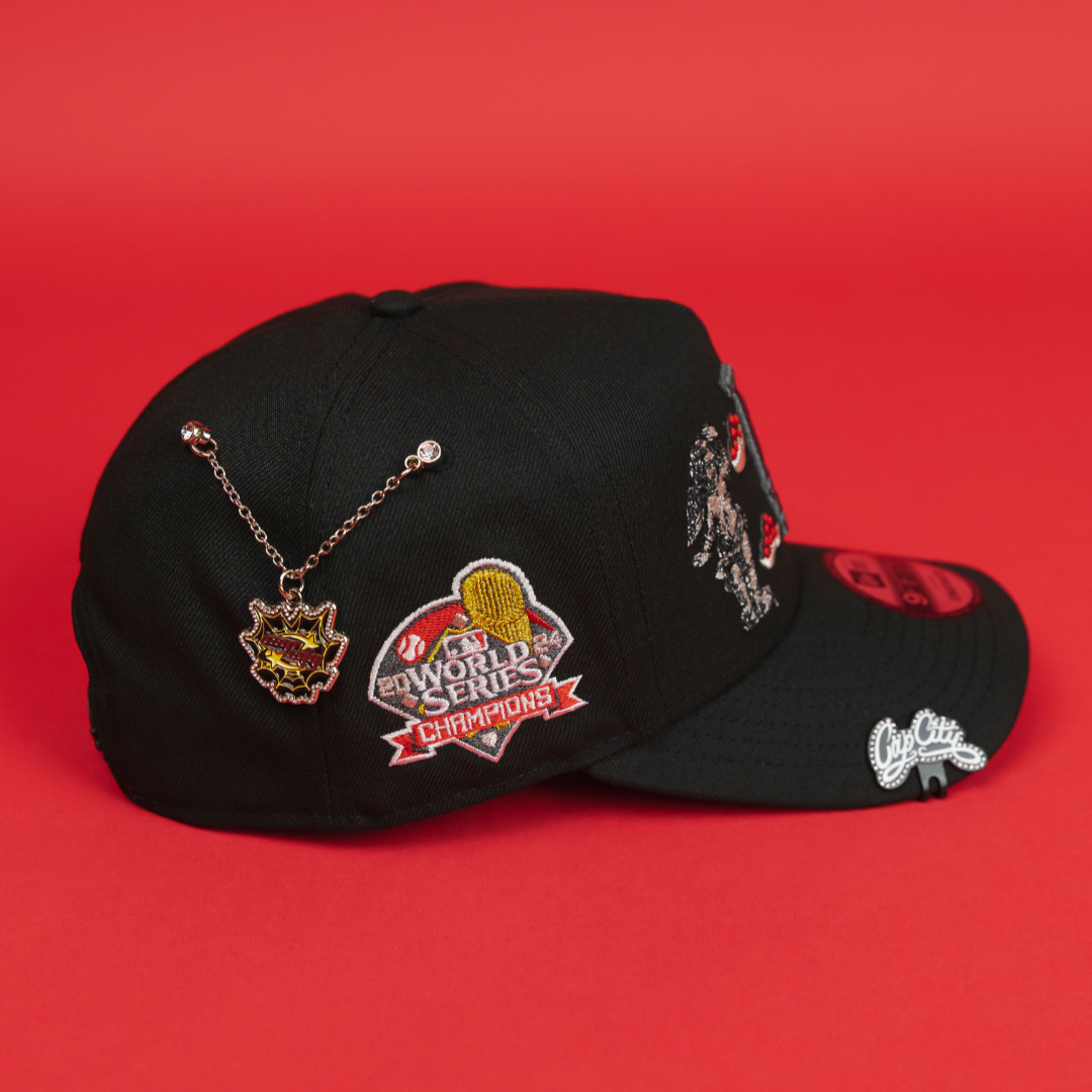 NEW ERA EXCLUSIVE 9FIFTY A-FRAME BLACKED OUT LOS ANGELES DODGERS "HEAVENLY CITY" W/ WORLD SERIES CHAMPIONS SIDE PATCH *FREE BLIP INCLUDED