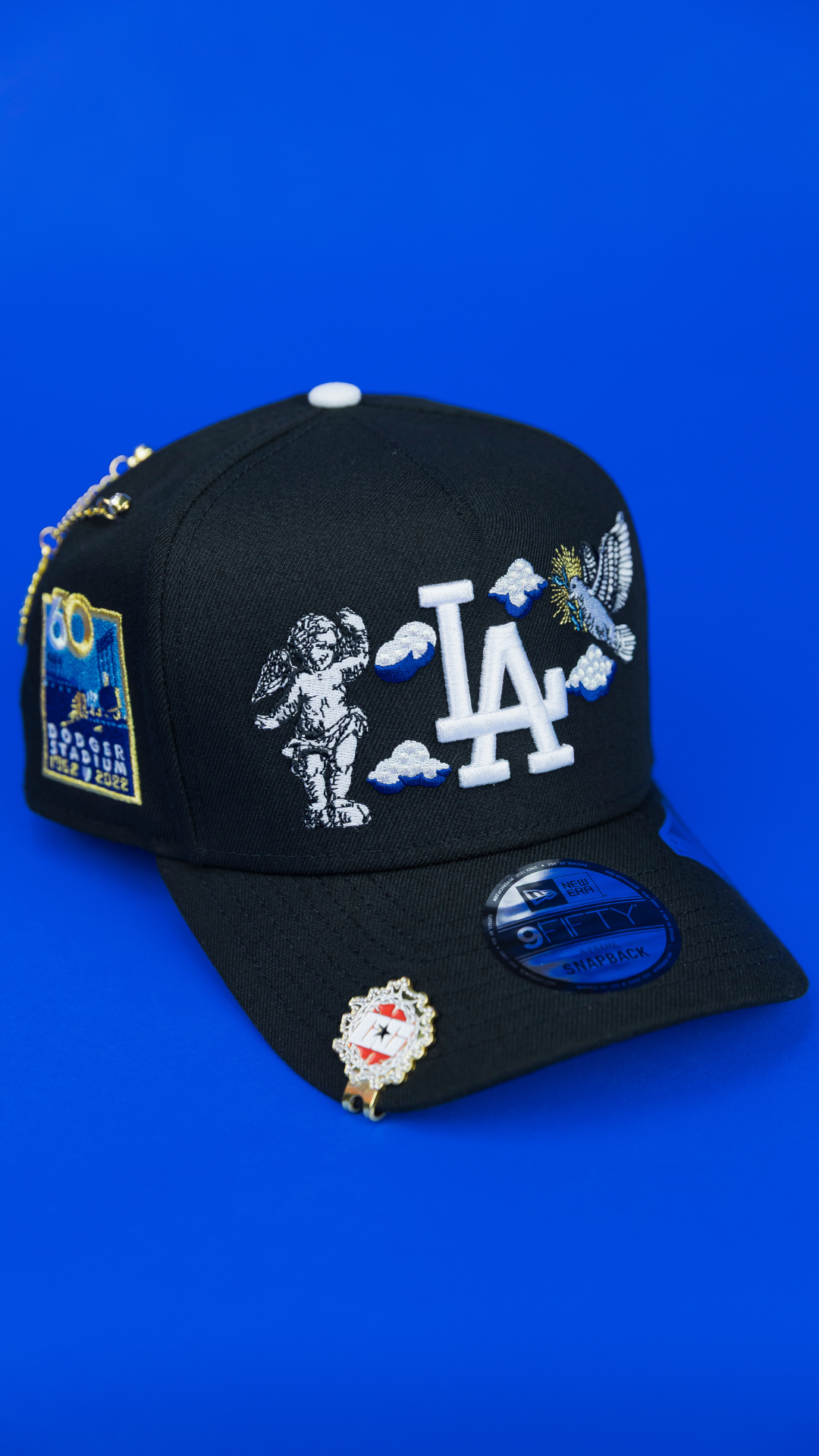 NEW ERA EXCLUSIVE 9FIFTY A-FRAME BLACK LOS ANGELES DODGERS "HEAVENLY CITY" W/ DODGER STADIUM SIDE PATCH *FREE BLIP INCLUDED