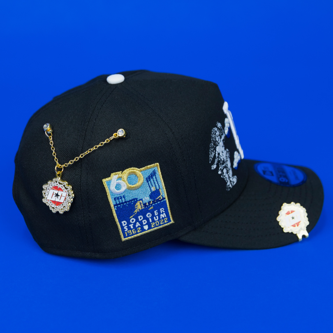 NEW ERA EXCLUSIVE 9FIFTY A-FRAME BLACK LOS ANGELES DODGERS "HEAVENLY CITY" W/ DODGER STADIUM SIDE PATCH *FREE BLIP INCLUDED