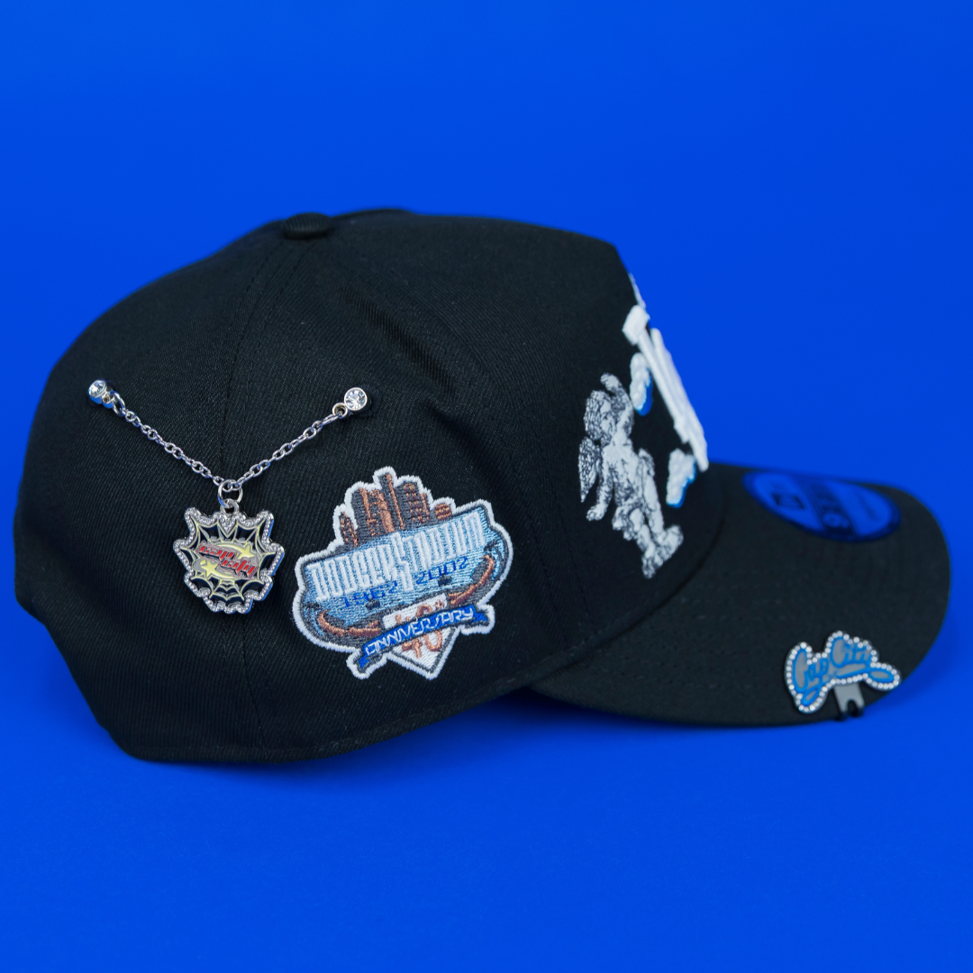NEW ERA EXCLUSIVE 9FIFTY A-FRAME BLACK LOS ANGELES DODGERS "HEAVENLY CITY" W/ 40TH ANNIVERSARY SIDE PATCH *FREE BLIP INCLUDED