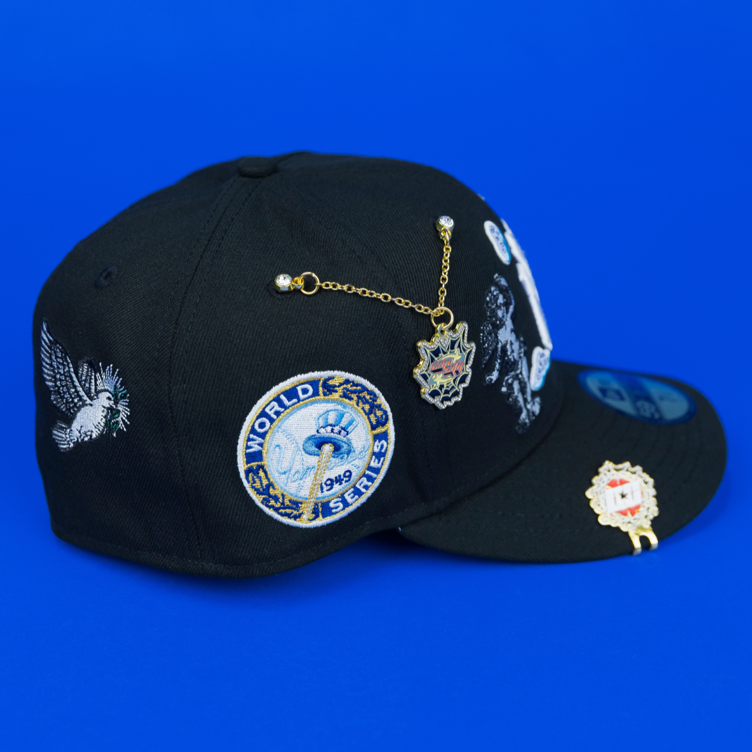 NEW ERA EXCLUSIVE 59FIFTY BLACK NEW YORK YANKEES "HEAVENLY CITY" W/ 1949 WORLD SERIES SIDE PATCH *FREE BLIP INCLUDED