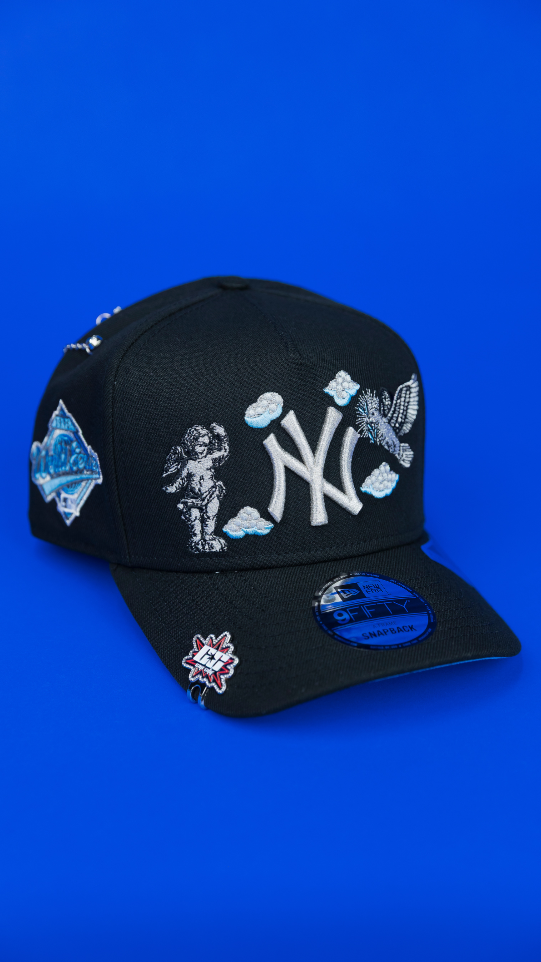 NEW ERA EXCLUSIVE 9FIFTY A-FRAME BLACK NEW YORK YANKEES "HEAVENLY CITY" W/ 1996 WORLD SERIES SIDE PATCH *FREE BLIP INCLUDED