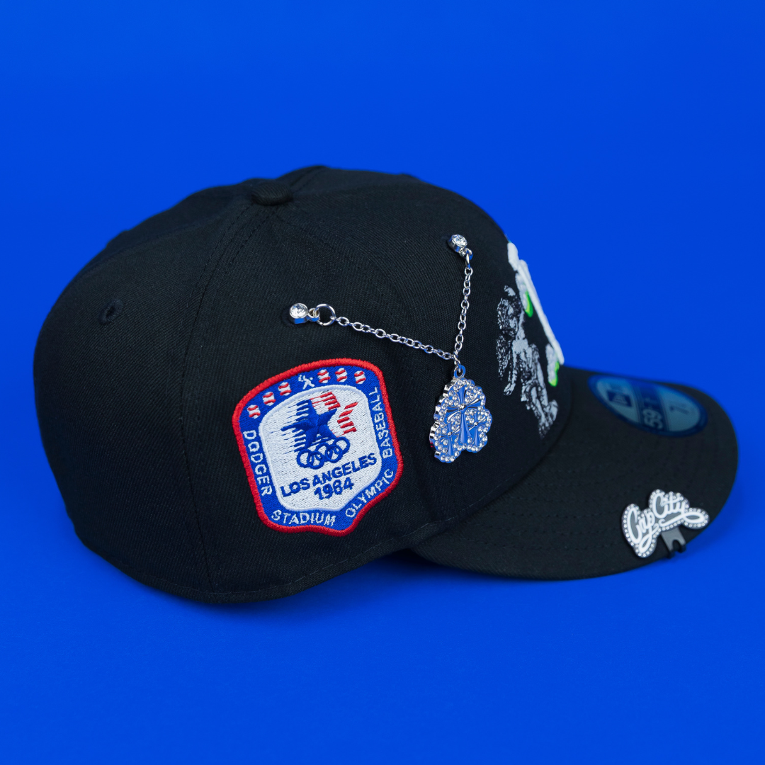 NEW ERA EXCLUSIVE 59FIFTY BLACK LOS ANGELES DODGERS "HEAVENLY CITY" W/ 1984 OLYMPIC SIDE PATCH *FREE BLIP INCLUDED