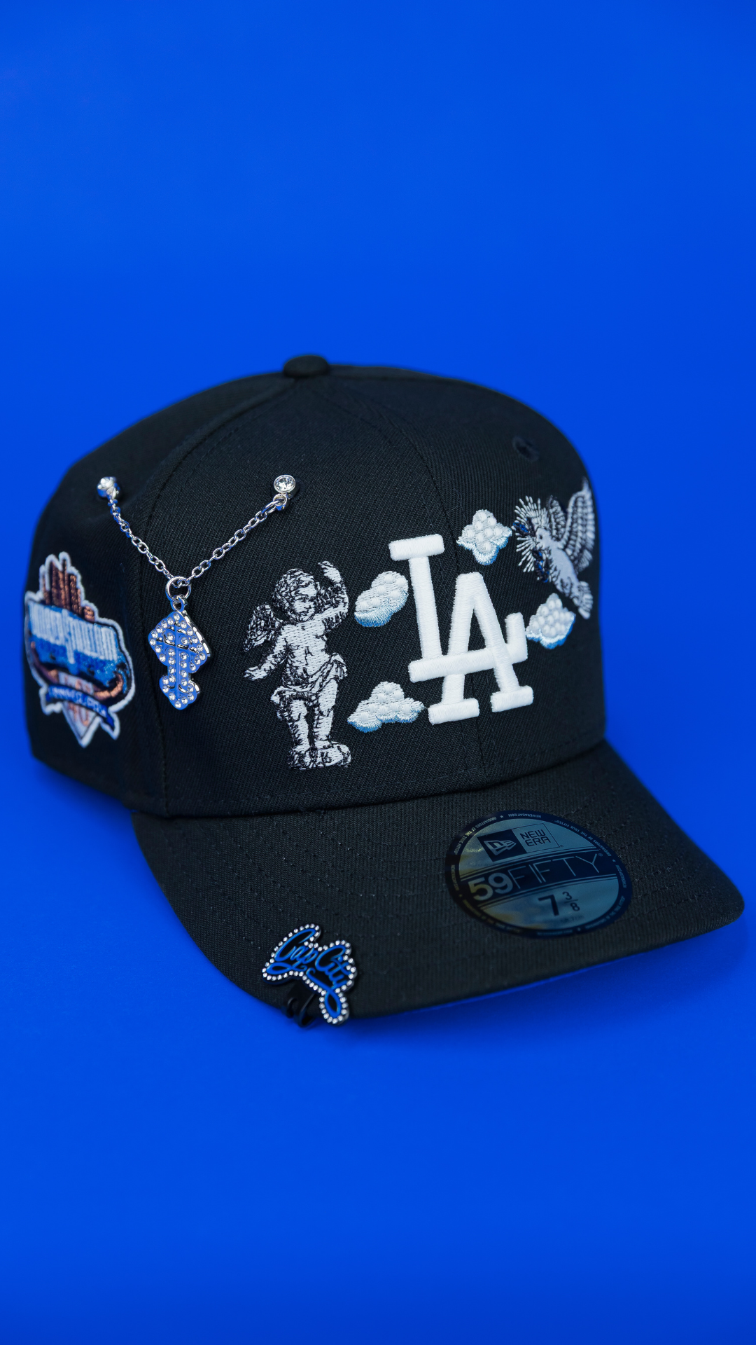 NEW ERA EXCLUSIVE 59FIFTY BLACK LOS ANGELES DODGERS "HEAVENLY CITY" W/ 40TH ANNIVERSARY SIDE PATCH *FREE BLIP INCLUDED