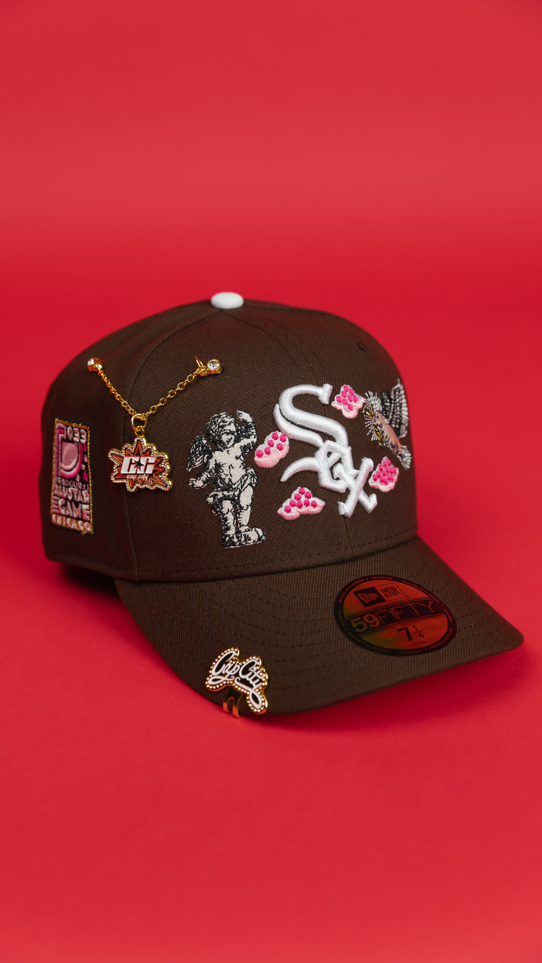 NEW ERA EXCLUSIVE 59FIFTY BROWN CHICAGO WHITE SOX "HEAVENLY CITY" W/ ALL STAR GAME SIDE PATCH *FREE BLIP INCLUDED