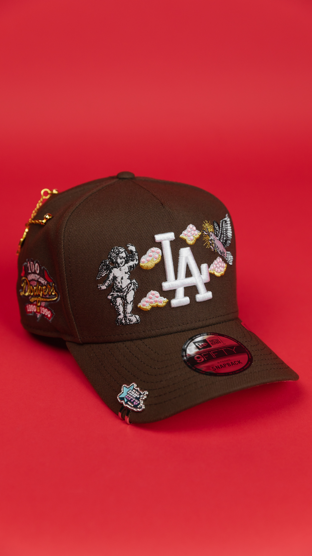 NEW ERA EXCLUSIVE 9FIFTY A-FRAME BROWN LOS ANGELES DODGERS "HEAVENLY CITY" W/ 100TH SNNIVERSARY SIDE PATCH *FREE BLIP INCLUDED