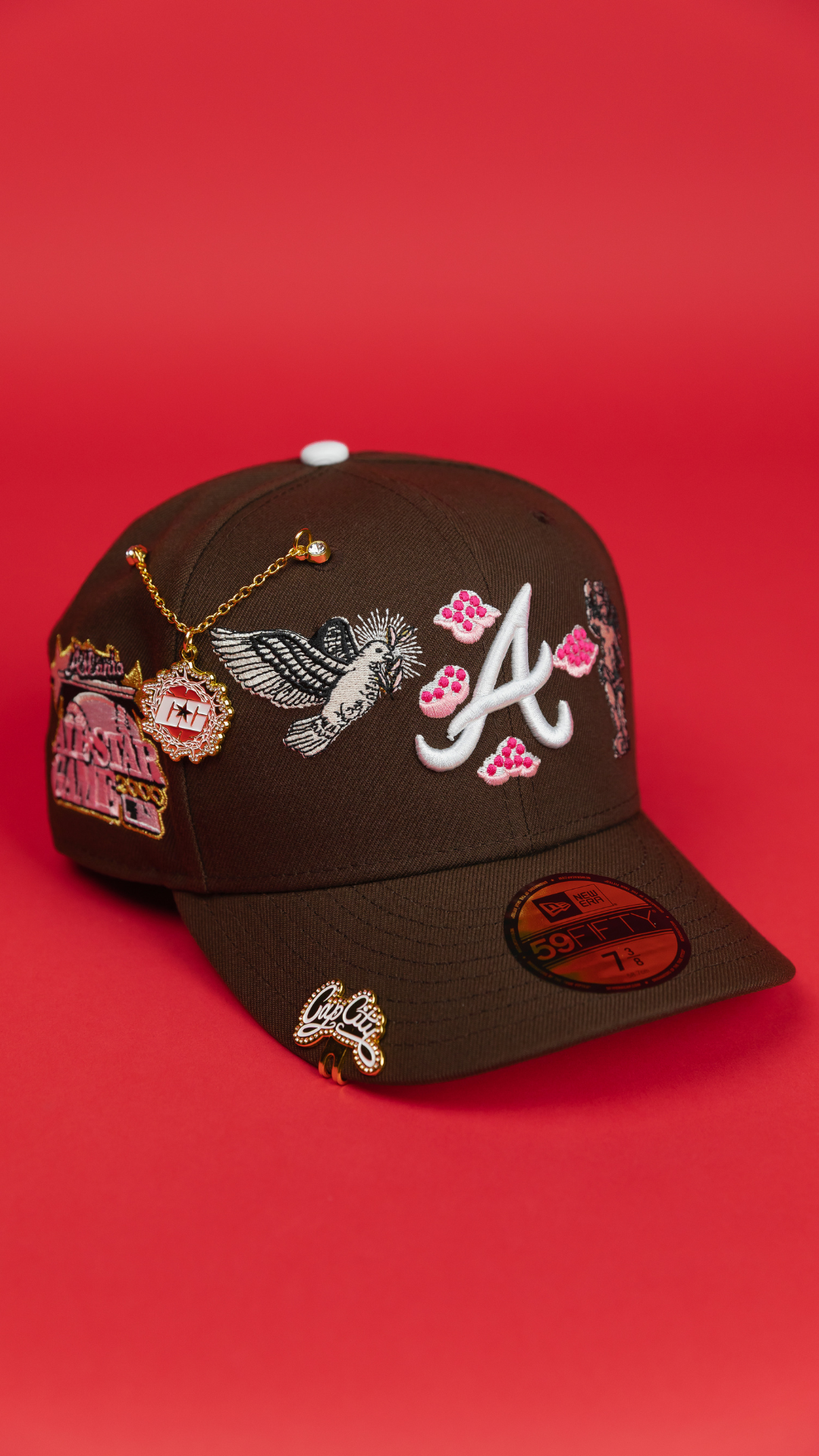 NEW ERA EXCLUSIVE 59FIFTY BROWN ATLANTA BRAVES "HEAVENLY CITY" W/ ALL STAR GAME SIDE PATCH *FREE BLIP INCLUDED