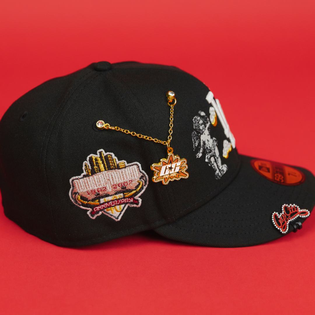 NEW ERA EXCLUSIVE 59FIFTY BLACK LOS ANGELES DODGERS "HEAVENLY CITY" W/ 40TH ANNIVERSARY SIDE PATCH *FREE BLIP INCLUDED