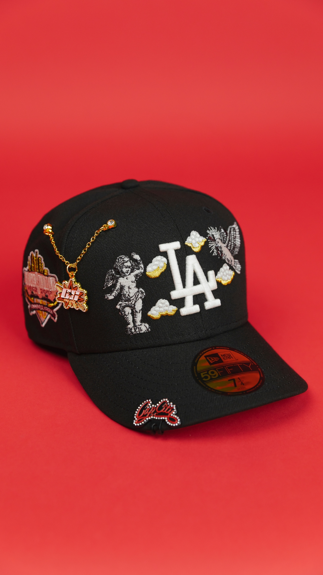 NEW ERA EXCLUSIVE 59FIFTY BLACK LOS ANGELES DODGERS "HEAVENLY CITY" W/ 40TH ANNIVERSARY SIDE PATCH *FREE BLIP INCLUDED