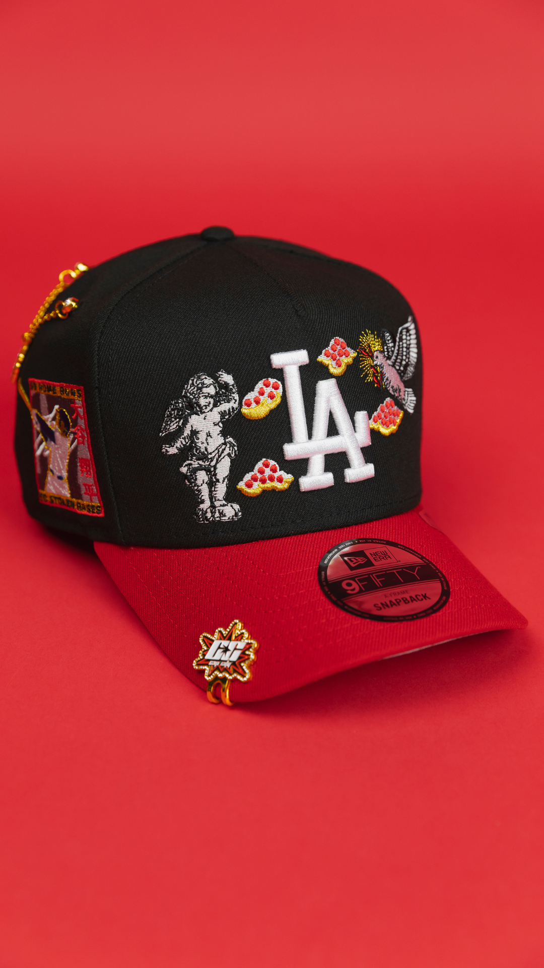 NEW ERA EXCLUSIVE 9FIFTY A-FRAME BLACK/ RED LOS ANGELES DODGERS "HEAVENLY CITY" W/ SHOHEI OHTANI 50-50 CLUB SIDE PATCH *FREE BLIP INCLUDED