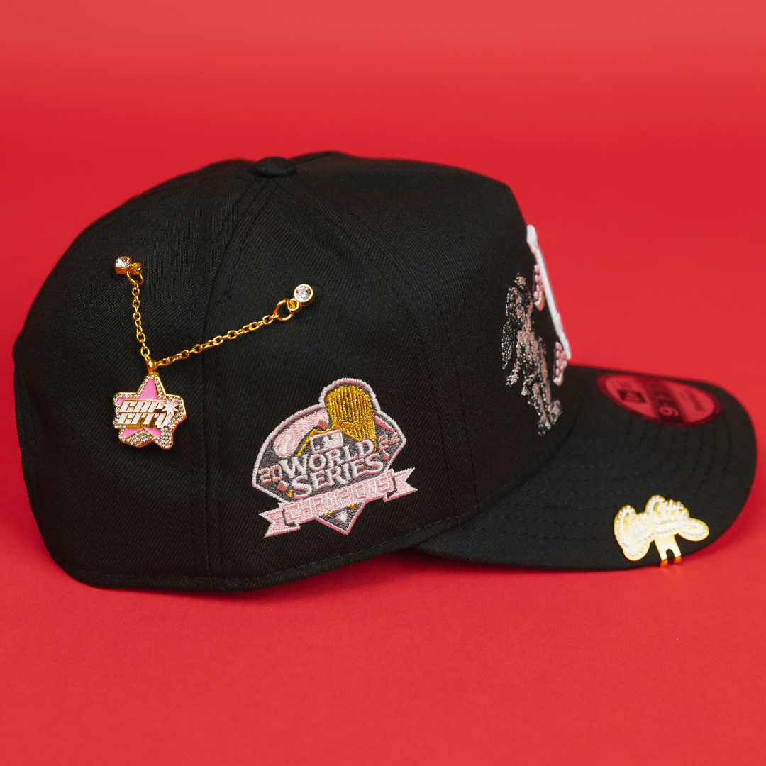 NEW ERA EXCLUSIVE 9FIFTY A-FRAME BLACK LOS ANGELES DODGERS "HEAVENLY CITY" W/ WORLD SERIES CHAMPIONS SIDE PATCH *FREE BLIP INCLUDED