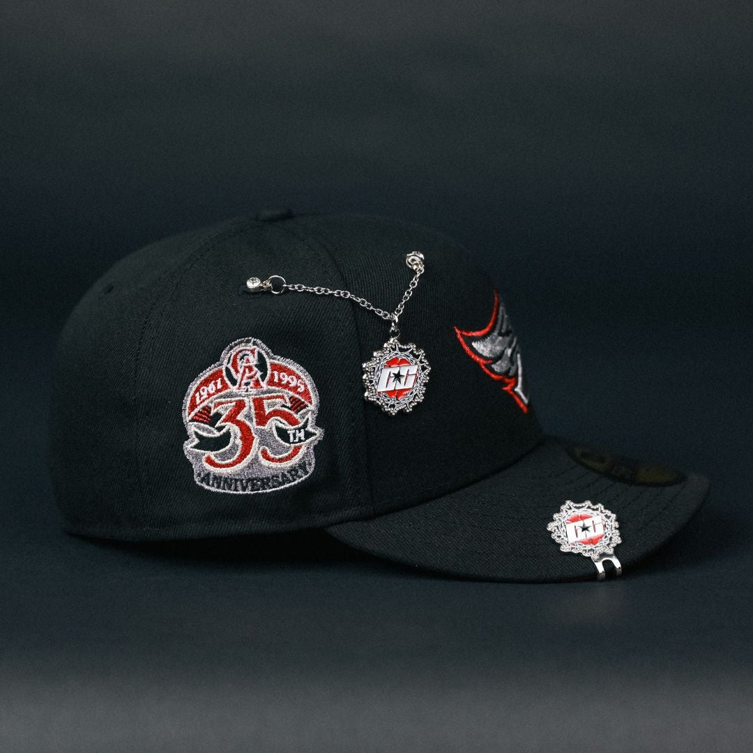 NEW ERA EXCLUSIVE 59FIFTY BLACK ANAHEIM ANGELS W/ 35TH ANNIVERSARY SIDE PATCH