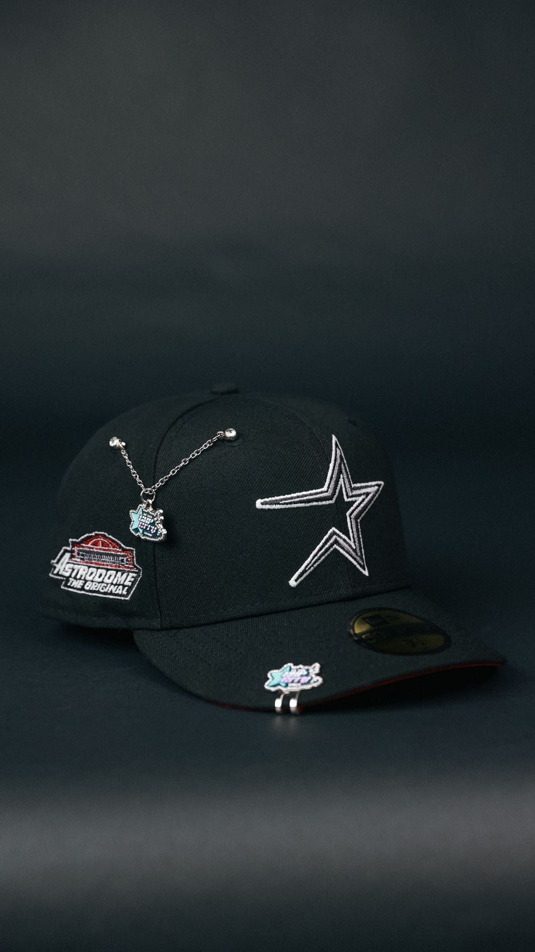 NEW ERA EXCLUSIVE 59FIFTY BLACK HOUSTON ASTROS W/ ASTRODOME SIDE PATCH