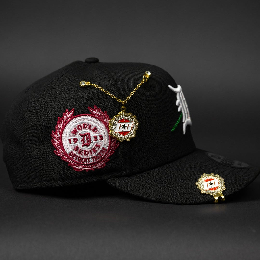 NEW ERA EXCLUSIVE 9FIFTY BLACK DETROIT TIGERS SNAPBACK W/ PINK ROSE + WORLD SERIES SIDE PATCH