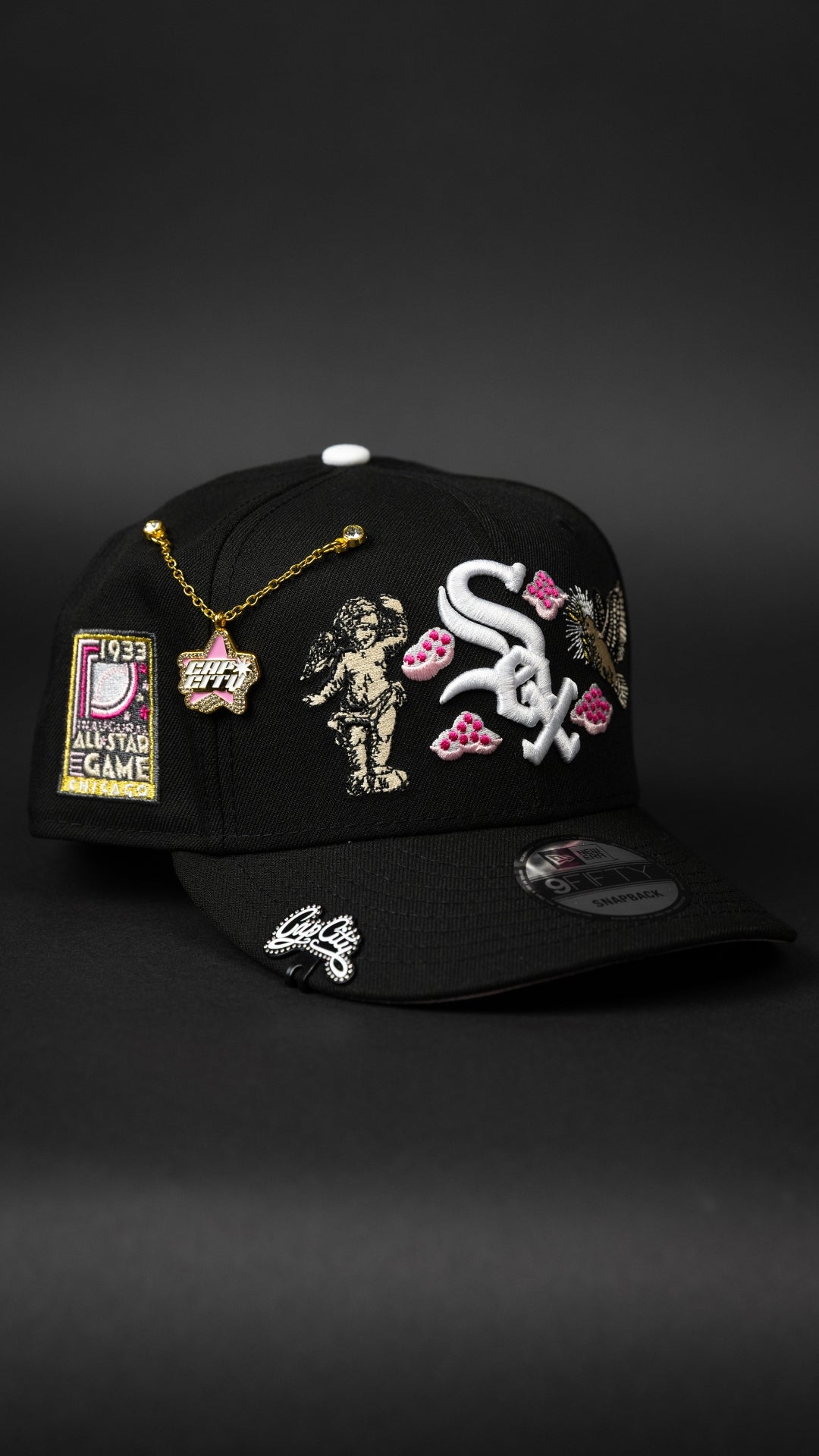 NEW ERA EXCLUSIVE 9FIFTY BLACK CHICAGO WHITE SOX "HEAVENLY CITY" SNAPBACK W/ ALL STAR GAME SIDE PATCH
