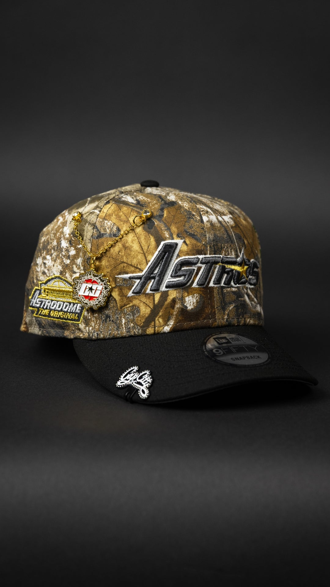 NEW ERA EXCLUSIVE 9FIFTY REALTREE HOUSTON ASTROS SCRIPT SNAPBACK W/ ASTRODOME SIDE PATCH