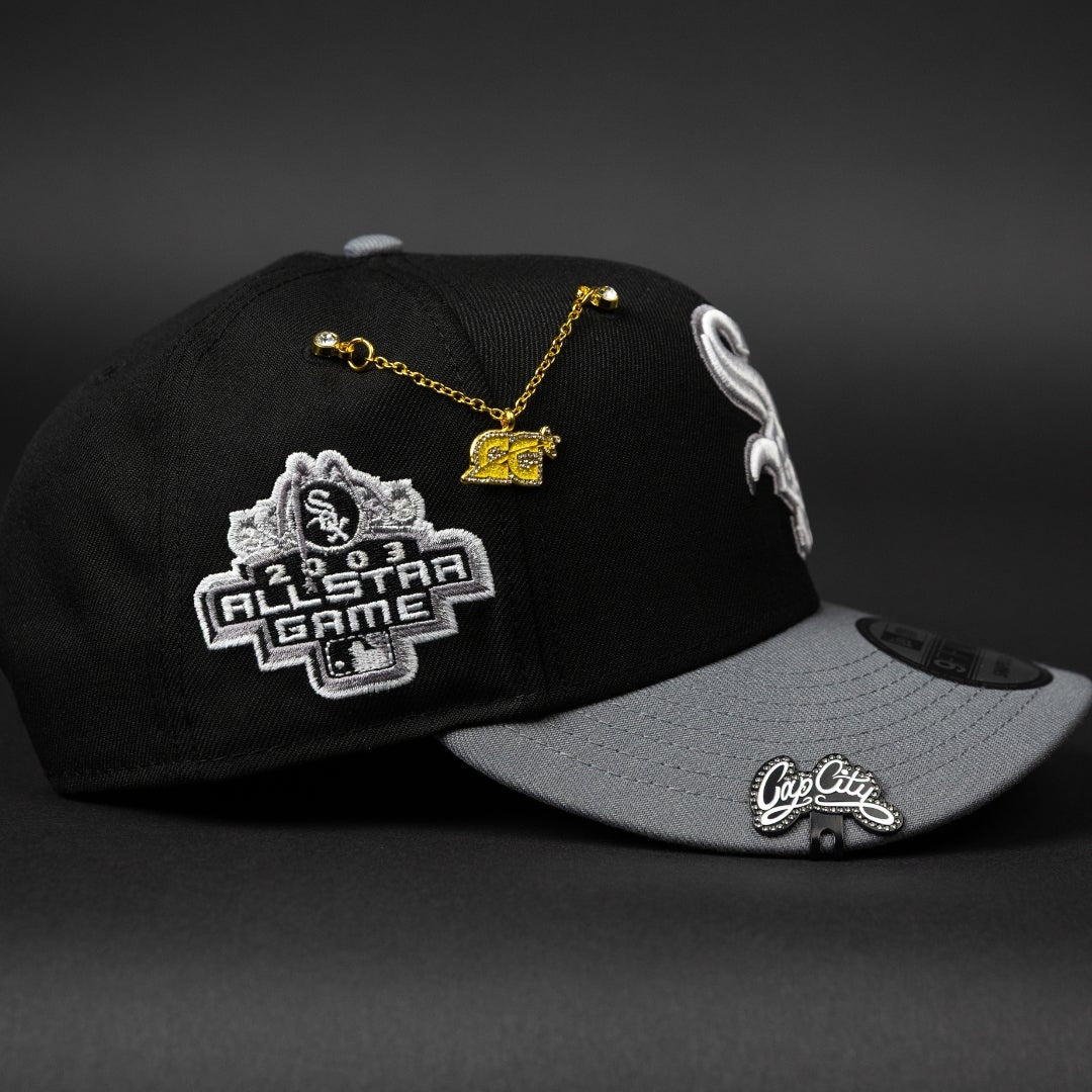 NEW ERA EXCLUSIVE 9FIFTY BLACK/ GREY CHICAGO WHITE SOX SNAPBACK W/ 2003 ALL STAR GAME SIDE PATCH