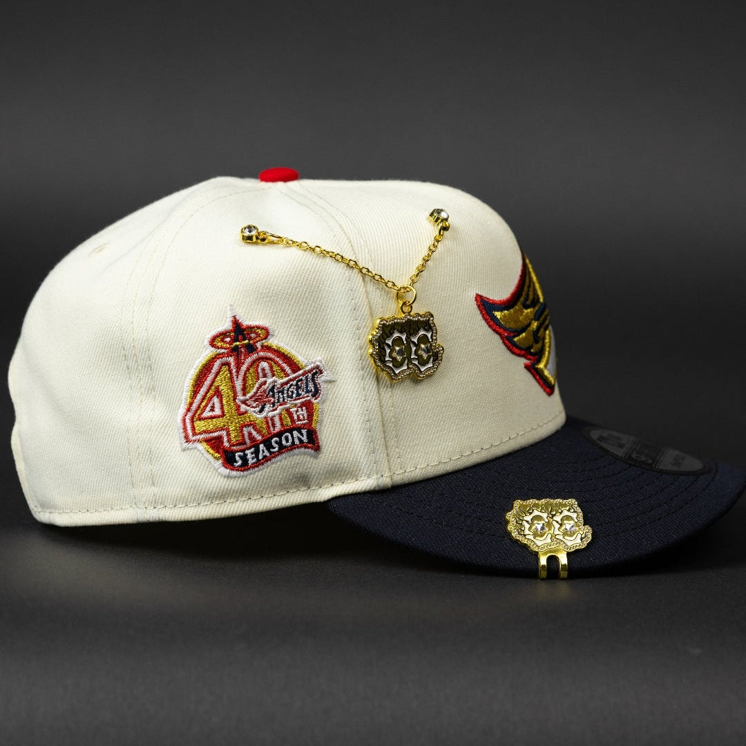 NEW ERA EXCLUSIVE 9FIFTY CHROME/ NAVY ANAHEIM ANGELS SNAPBACK W/ 40TH ANNIVERSARY SIDE PATCH