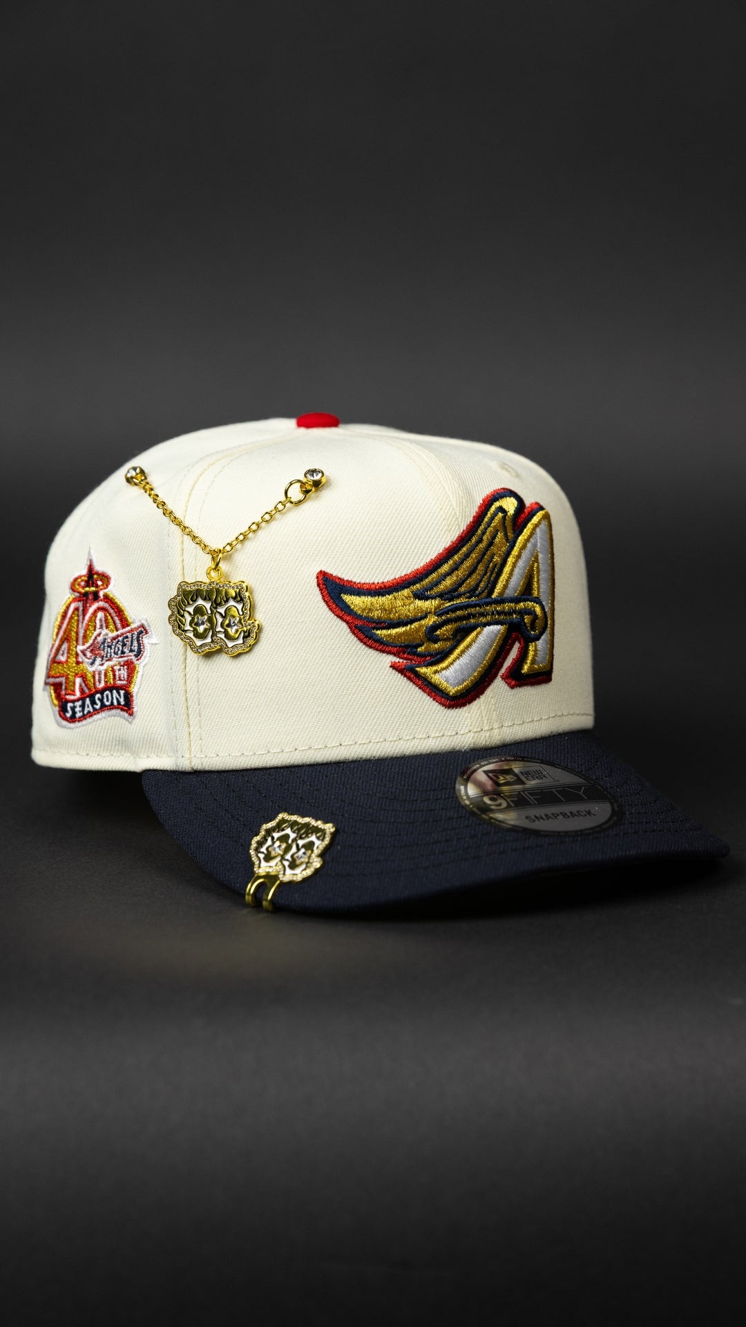 NEW ERA EXCLUSIVE 9FIFTY CHROME/ NAVY ANAHEIM ANGELS SNAPBACK W/ 40TH ANNIVERSARY SIDE PATCH