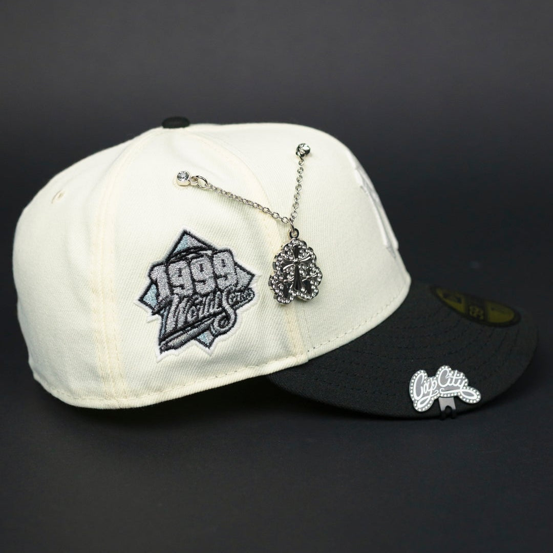NEW ERA EXCLUSIVE 59FIFTY CHROME/ BLACK NEW YORK YANKEES W/ 1999 WORLD SERIES SIDE PATCH
