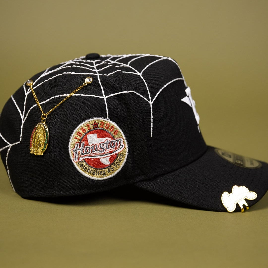 NEW ERA EXCLUSIVE 9FIFTY A-FRAME BLACK HOUSTON ASTROS W/ SPIDER WEB + 45TH ANNIVERSARY SIDE PATCH